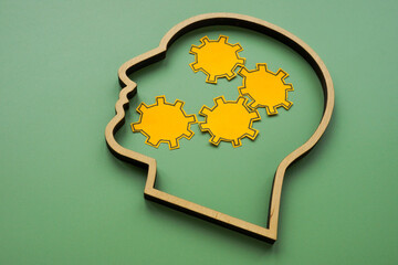 Head with gears symbolizing critical thinking.