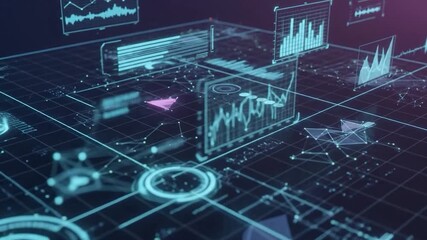 A detailed digital rendering showcasing intricate data visualization with graphs, lines, and shapes - Powered by Adobe