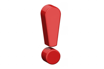 Red exclamation mark punctuation symbol isolated on a transparent background
