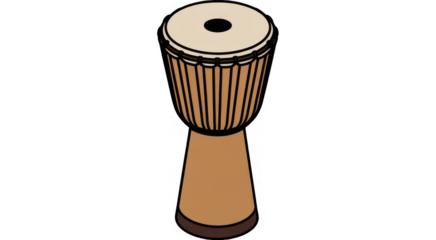 Brown djembe drum instrument music isolated on a transparent background