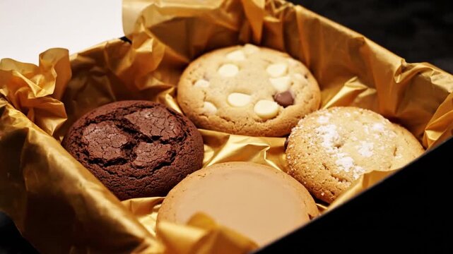 Assorted Cookies and Macaron in Festive Gift Box