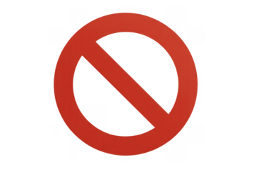 Red Prohibition Sign circle slash isolated on a transparent background