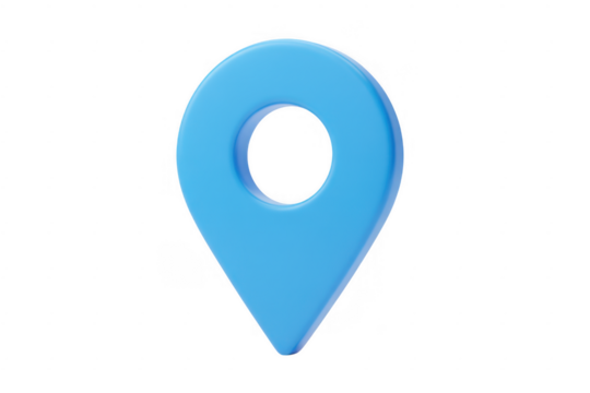 Blue location pin map marker navigation location blue isolated on a transparent background - Powered by Adobe