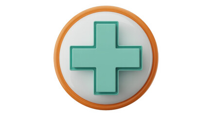 Obraz premium Green medical cross on white and orange background isolated on a transparent background