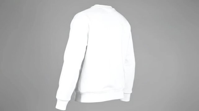 Plain White Sweatshirt Back View on Gray Background