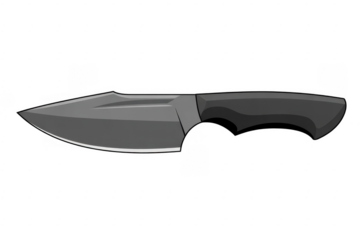 Gray pocket knife with black handle gray knife blade isolated on a transparent background