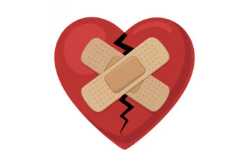 Bandaged Heart red heart broken heart isolated on a transparent background