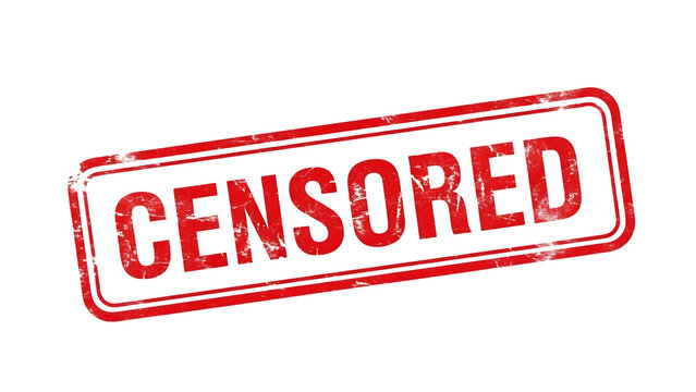 Red censored stamp isolated on transparent background