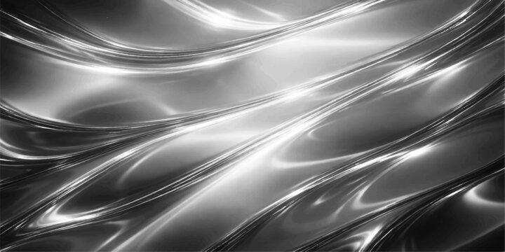 Abstract metal silver background with alpha featuring a smooth blue silk wave pattern and flowing liquid satin texture in a soft grey motion design