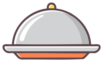Obraz premium Cartoon Cloche Dish Illustration with Lid and Plate in Colorful Style