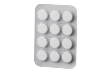 Blister pack of white pills medication isolated isolated on a transparent background