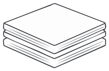 Isometric view of three stacked generic books or notebooks minimalist outline drawing graphic