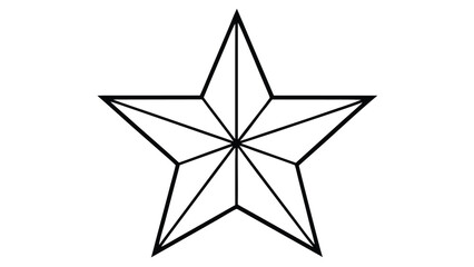 Obraz premium Geometric Five Pointed Star Outline With Internal Lines On White Background abstract black