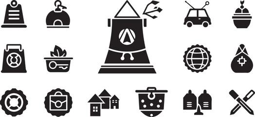 Obraz premium Collection of Creative Abstract Flat Vector Icons and Brand Symbols