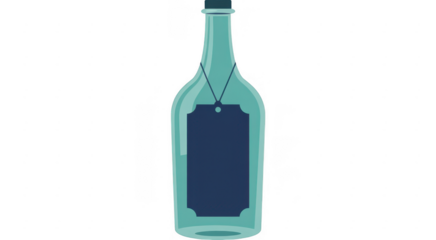 Empty Green Wine Bottle isolated isolated on a transparent background