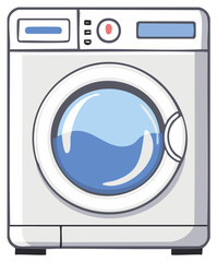 Front Load Washing Machine Illustration with Water Inside for Laundry and Cleaning