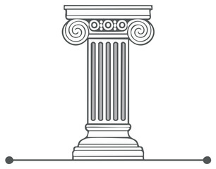 Obraz premium Classic Ionic column vector icon illustration of ancient Greek and Roman architecture