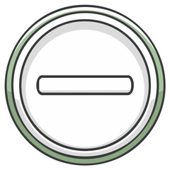 Negative Symbol with Black Outline and Green Ring, Simple Design, Digital Illustration