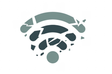 Fragmented wifi symbol in shades of grey broken wifi isolated on a transparent background