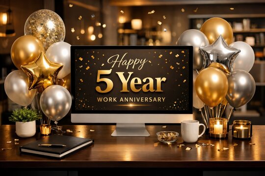 Five Year Work Anniversary Celebration with Balloons