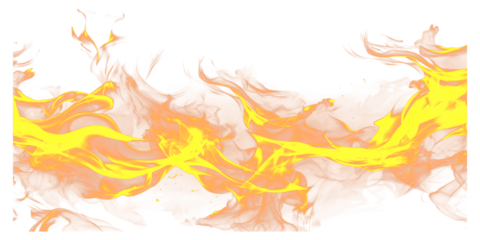 A vibrant and dynamic flame burns intensely on a transparent background