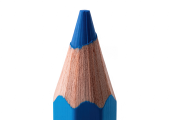 Blue colored pencil tip sharp isolated on a transparent background
