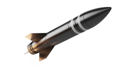 Metallic Rocket spacecraft missile isolated on a transparent background
