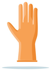 Obraz premium Protective Orange Rubber Glove for Cleaning and Housework Vector Icon