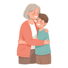 Obraz premium Grandmother and grandson hugging with love and warmth