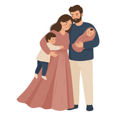 Obraz premium Happy family with toddler and newborn baby together
