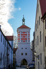 Obraz premium The Red Gate in Augsburg. It was once the southern entrance to the city and part of the medieval city fortifications. The famous Roman road Via Claudia Augusta led through this gate.