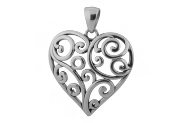 Silver heart pendant jewelry accessory isolated on a transparent background