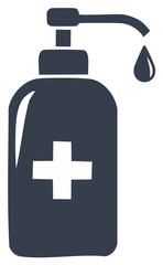 Fototapeta premium Hand sanitizer dispenser with liquid droplet and a medical cross, for healthcare use
