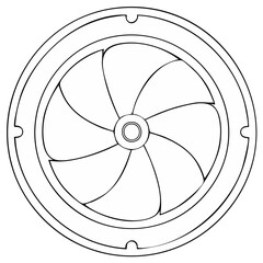 Obraz premium Circular Propeller Line Art Illustration Five Blade Rotor Graphic