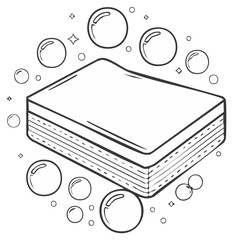 Obraz premium Black and white illustration of a soap bar and bubbles