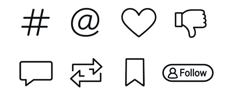 Social media minimalist icons set