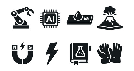 Obraz premium Science and Technology Minimalist Icons Set