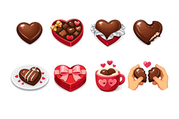 Valentine's Day Heart Chocolate Emoji Icons Set