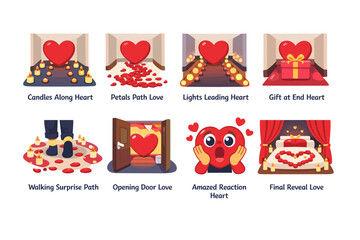 Romantic themes illustrations set