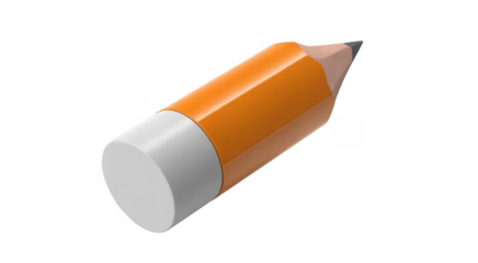 Orange and white pencil isolated isolated on a transparent background