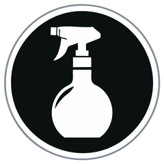 Obraz premium Spray Bottle Icon in Black Circle with Outline for Cleaning, Hygiene, and Sanitation
