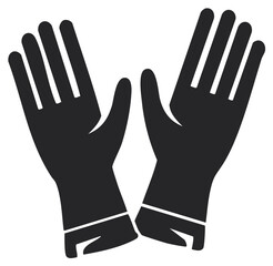 Obraz premium Black silhouette icon of two protective gloves for safety cleaning and household tasks