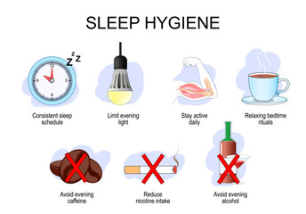 Sleep hygiene. Good night. Circadian rhythm. Sleep-wake cycle.