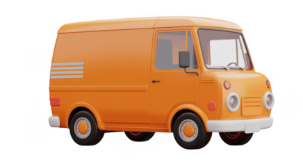 Orange Delivery Van orange van transportation vehicle isolated on a transparent background