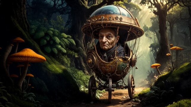 Old man riding in buggy