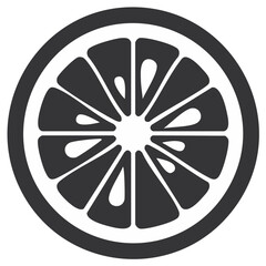 Obraz premium Simple citrus slice icon in black and white, a minimalist vector graphic representing fresh fruit and health