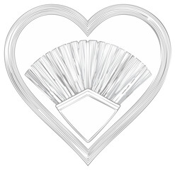 Hand drawn paintbrush inside a striped heart vector icon for art and creativity