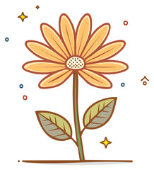 Illustration of a stylized daisy with a decorative aesthetic on a white background.