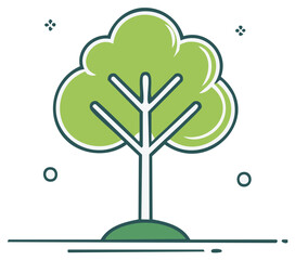 Simple green tree line icon for environment and nature design