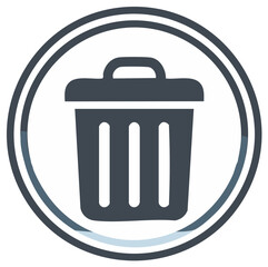 Dark gray trash can icon in a double circle representing delete remove or recycle action symbol